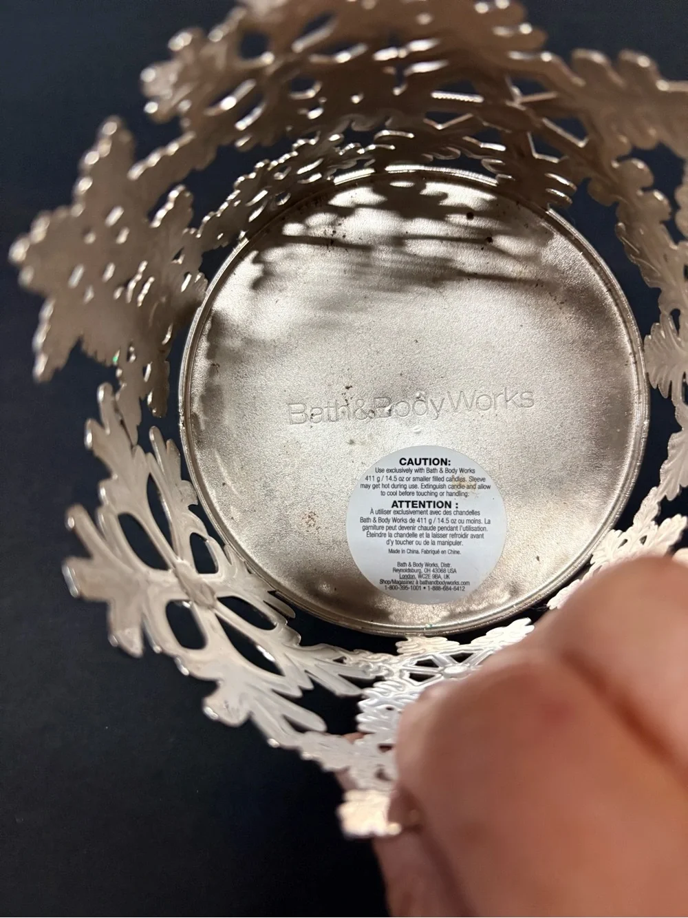 Bath & Body Works Silver Accent  Snowflake Pedestal Candle Holder